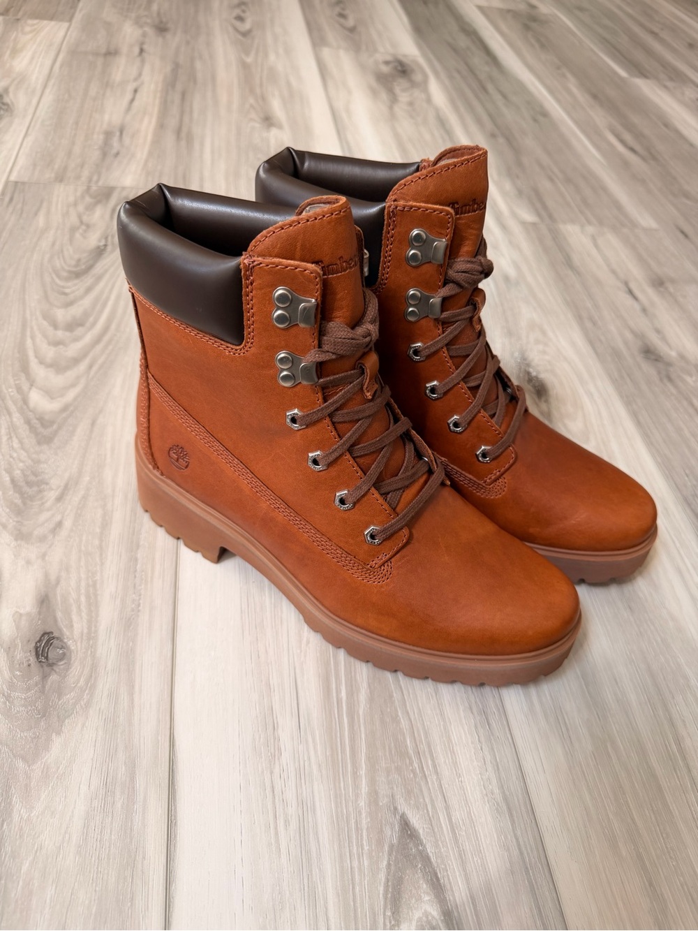 Timberland Carnaby Cool 6” Leather Boots Women’s Size 10 Brown - Picture 2 of 10